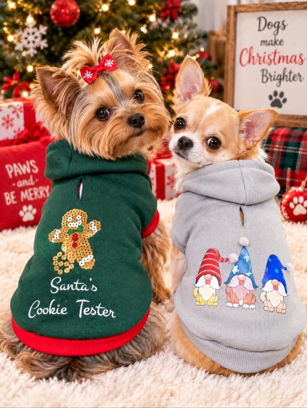 Heart To Tail XS Christmas Dog Sweaters Gnome Gingerbread Holiday Hoodie Lot 2